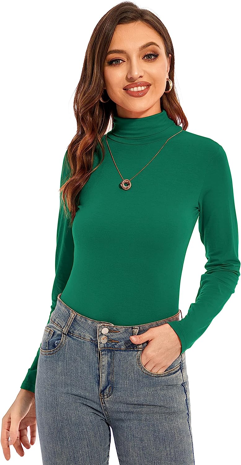 YepClick Womens Long Sleeve Turtleneck T-Shirts Casual Lightweight Slim Fit Cozy Base Layer Top - Image 2